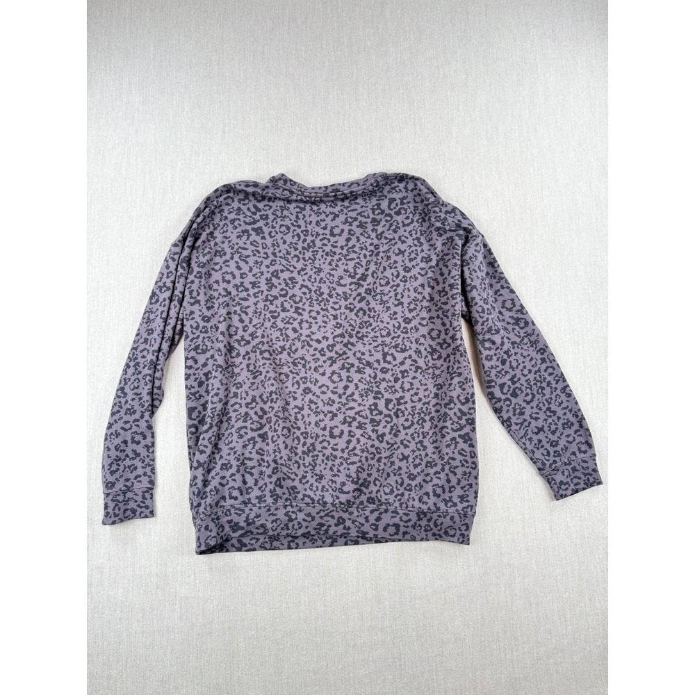 Athleta Coaster Luxe Sweatshirt Purple Leopard Print Crewneck Pullover Medium - Picture 6 of 8